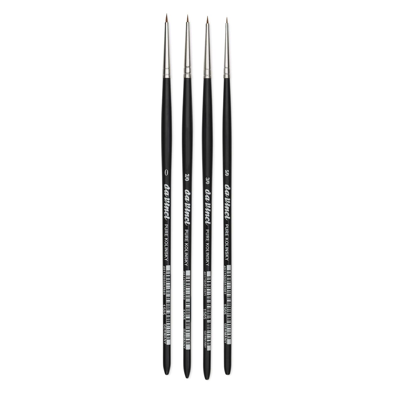 Da Vinci Maestro Kolinsky Brushes - Detail Set of 4, 1505 Miniaturist, Short Handle